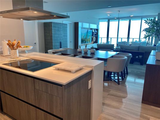 Dining room, Interior, Kitchen, Living room, Pendant Lights, Recessed Lighting, Water, Wood Texture Flooring