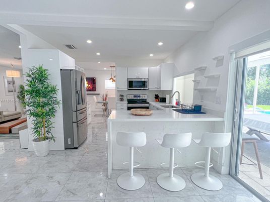 Interior, Kitchen, Marble, Recessed Lighting, Stainless Steel Appliances