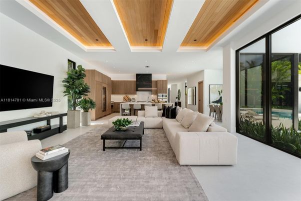 Dining room, Interior, Kitchen, Living room, Recessed Lighting, Wooden Ceilings