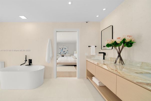 Bathroom, Bedroom, Dual Sink Vanities, Free Standing Baths, Interior, Recessed Lighting