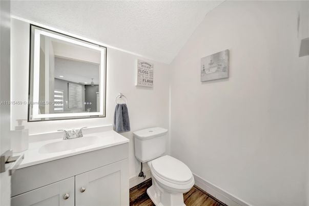 Bathroom, Interior, Recessed Lighting, Wood Texture Flooring