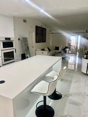 Fireplace, Interior, Kitchen, Living room, Marble, Recessed Lighting