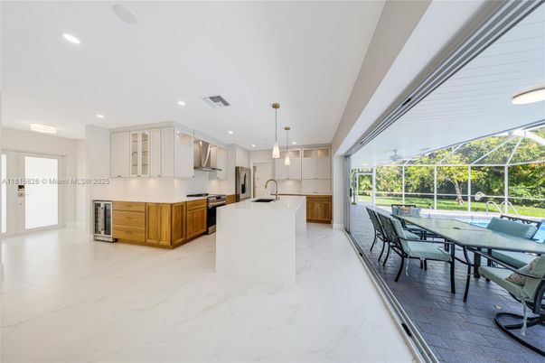 Dining room, Glass Ceilings, Interior, Kitchen, Marble, Pendant Lights, Recessed Lighting, Stainless Steel Appliances, Sun Room