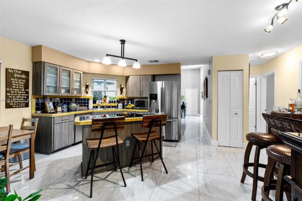 Interior, Kitchen, Marble, Pendant Lights, Stainless Steel Appliances