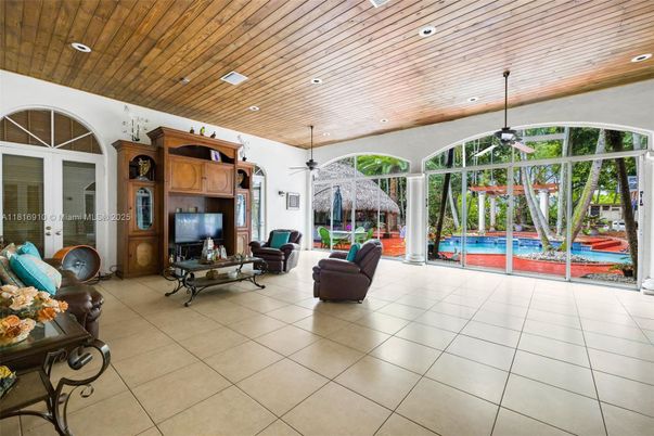 Interior, Living room, Recessed Lighting, Wooden Ceilings