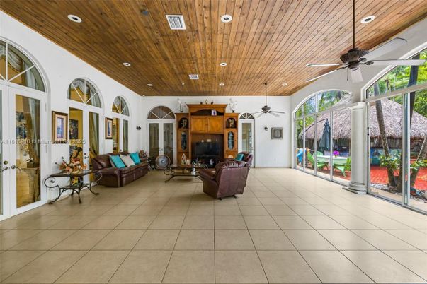 Interior, Living room, Recessed Lighting, Wooden Ceilings