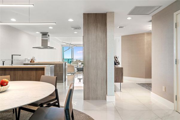 Dining room, Interior, Marble, Pendant Lights, Recessed Lighting