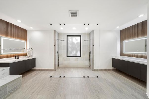 Bathroom, Glass Shower, Interior, Recessed Lighting