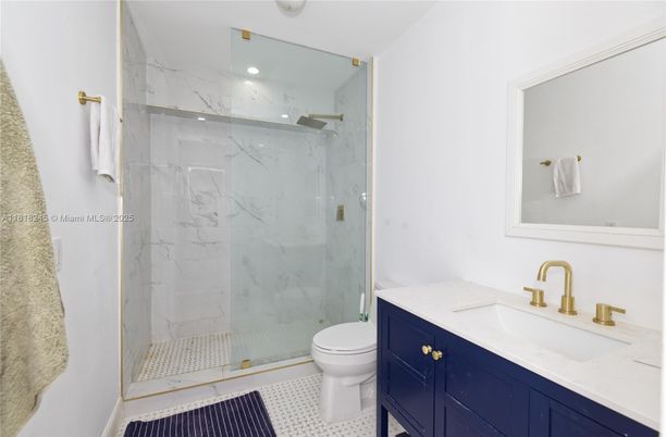 Bathroom, Glass Shower, Interior, Marble Walls, Recessed Lighting
