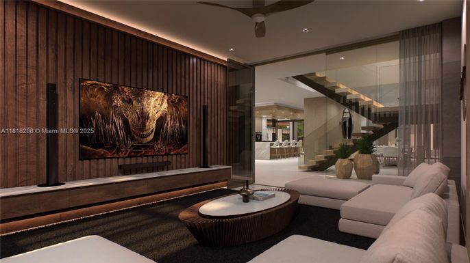 Interior, Projection Screen, Recessed Lighting, Theatre Room