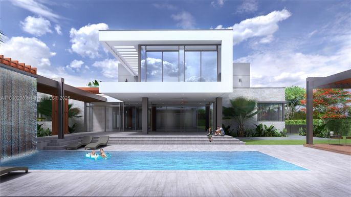 Backyard, Exterior, Facade, Pool, Modern