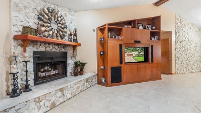 Fireplace, Interior, Stone Walls