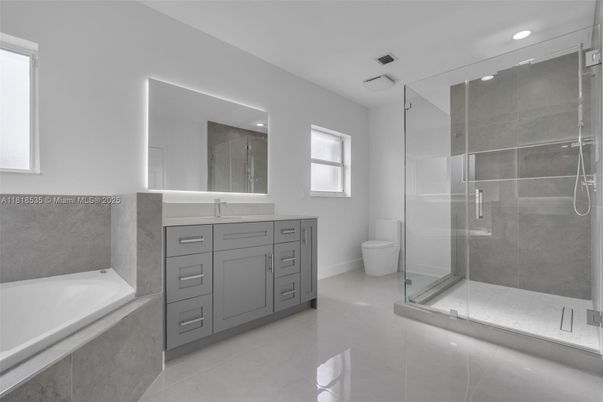 Bathroom, Glass Shower, Interior, Recessed Lighting