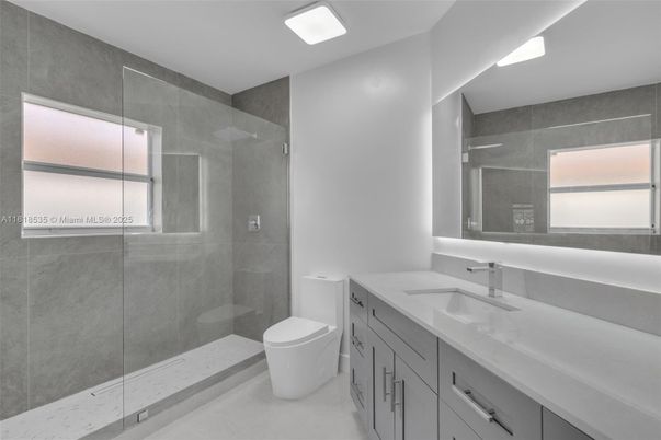 Bathroom, Glass Shower, Interior, Recessed Lighting