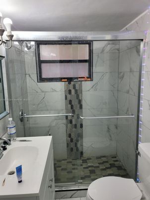 Bathroom, Glass Shower, Interior, Marble Walls