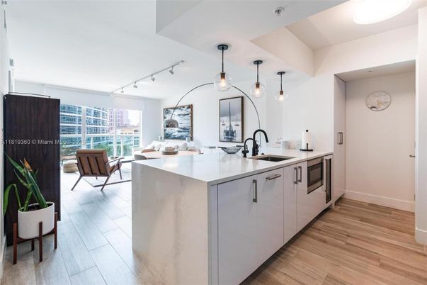 Interior, Kitchen, Pendant Lights, Stainless Steel Appliances, Wood Texture Flooring