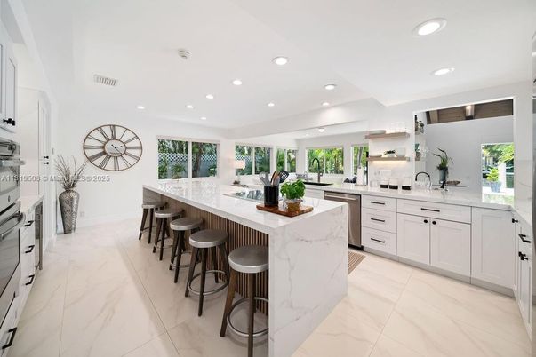 Interior, Kitchen, Marble, Recessed Lighting, Stainless Steel Appliances