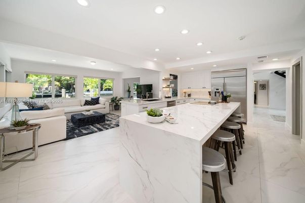 Interior, Kitchen, Living room, Marble, Recessed Lighting, Stainless Steel Appliances
