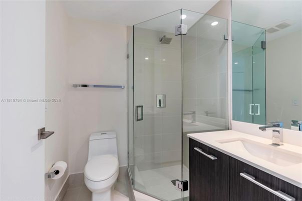 Bathroom, Glass Shower, Interior, Recessed Lighting