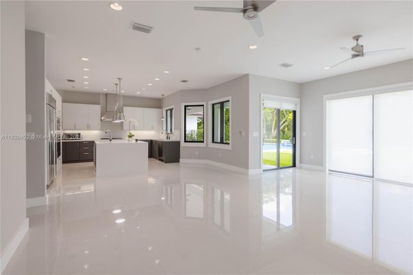 Empty room, Interior, Kitchen, Pendant Lights, Recessed Lighting