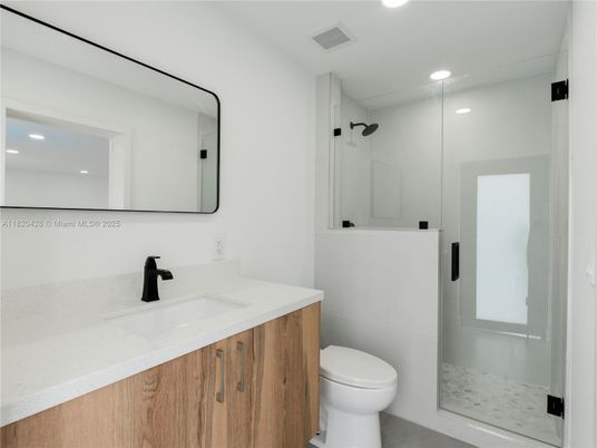 Bathroom, Glass Shower, Interior, Recessed Lighting