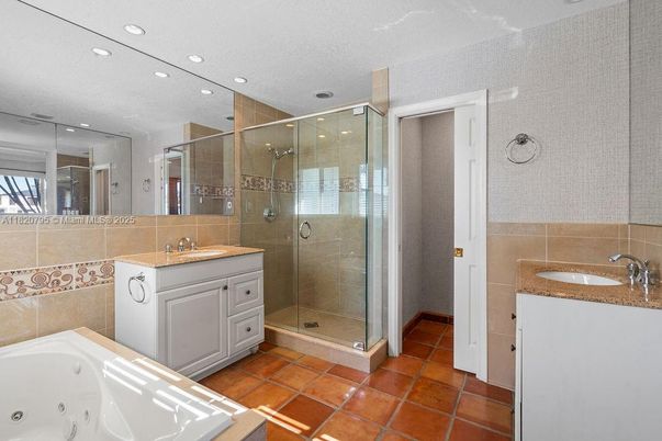 Bathroom, Dual Sink Vanities, Glass Shower, Interior, Recessed Lighting