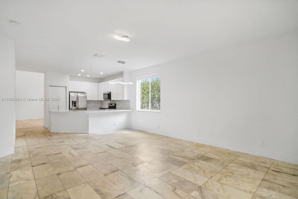 Empty room, Interior, Kitchen, Recessed Lighting, Stainless Steel Appliances