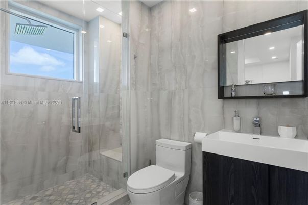 Bathroom, Glass Shower, Interior, Recessed Lighting