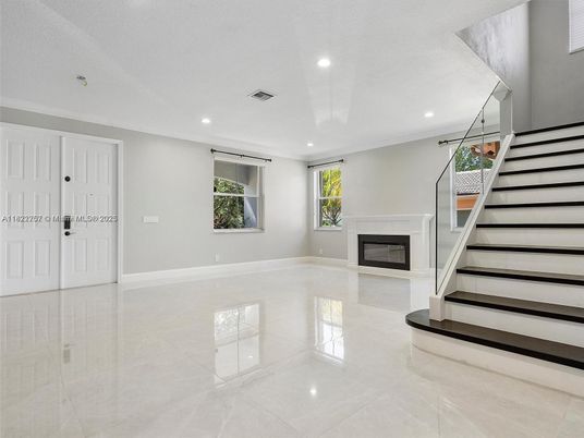 Empty room, Fireplace, Interior, Recessed Lighting