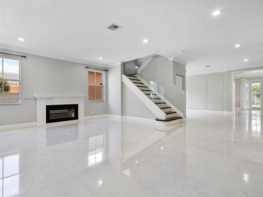 Empty room, Fireplace, Interior, Recessed Lighting