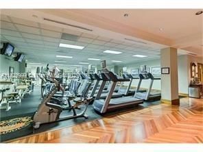 Fitness Equipment, Gym, Interior, Recessed Lighting, Wood Texture Flooring