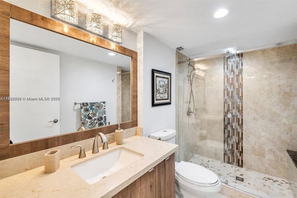 Bathroom, Glass Shower, Interior, Recessed Lighting