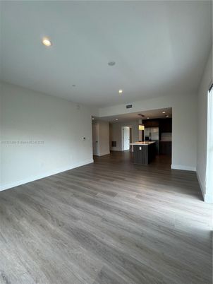 Empty room, Interior, Kitchen, Pendant Lights, Recessed Lighting, Wood Texture Flooring