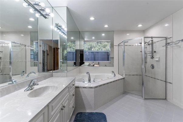 Bathroom, Dual Sink Vanities, Glass Shower, Interior, Recessed Lighting