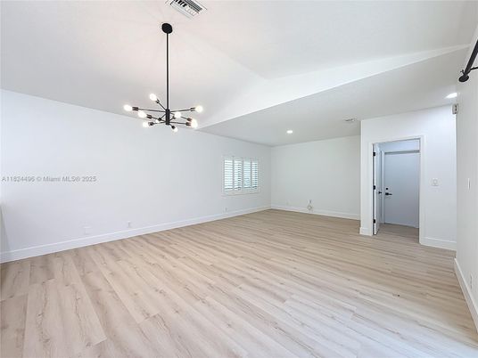 Empty room, Interior, Pendant Lights, Recessed Lighting, Wood Texture Flooring