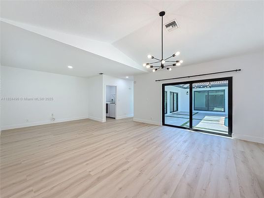 Empty room, Interior, Pendant Lights, Recessed Lighting, Wood Texture Flooring