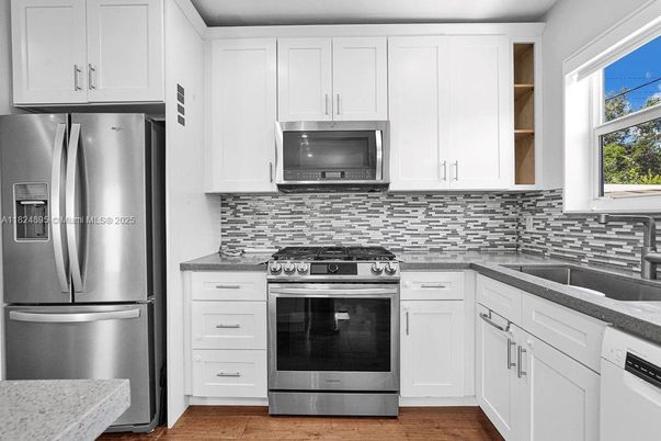 Interior, Kitchen, Stainless Steel Appliances, Wood Texture Flooring