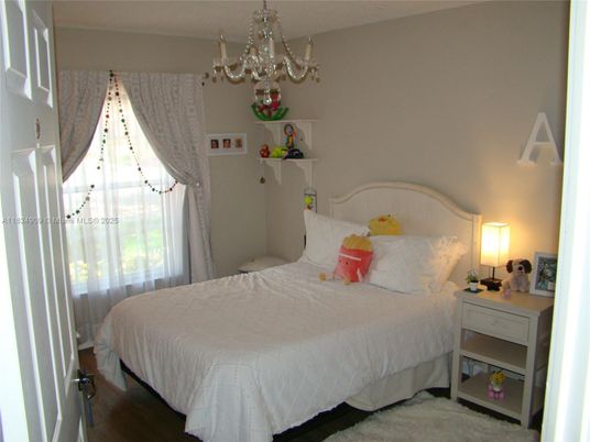 Bedroom, Chandelier, Interior, Wood Texture Flooring