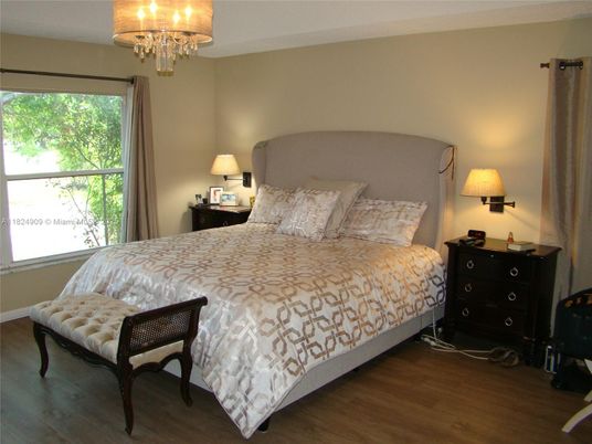 Bedroom, Chandelier, Interior, Wood Texture Flooring