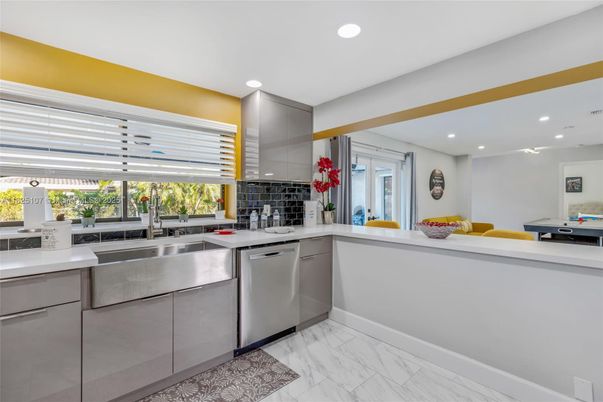 Interior, Kitchen, Marble, Recessed Lighting, Stainless Steel Appliances