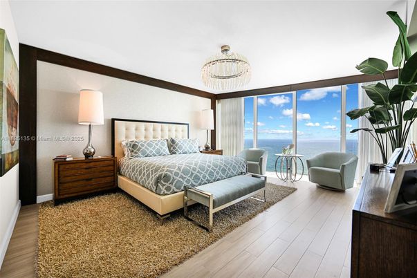 Bedroom, Chandelier, Interior, Water, Wood Texture Flooring