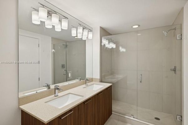 Bathroom, Dual Sink Vanities, Glass Shower, Interior, Recessed Lighting