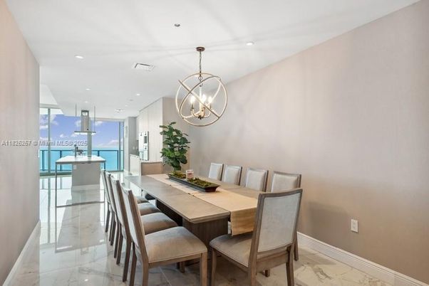 Dining room, Interior, Marble, Pendant Lights, Recessed Lighting, Water