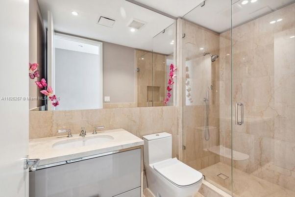Bathroom, Glass Shower, Interior, Recessed Lighting