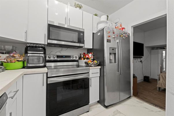 Interior, Kitchen, Marble, Stainless Steel Appliances, Wood Texture Flooring
