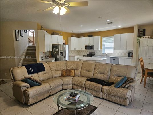 Dining room, Interior, Kitchen, Living room, Recessed Lighting, Stainless Steel Appliances