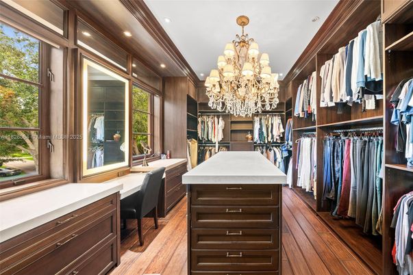 Chandelier, Interior, Recessed Lighting, Walk-in Closets, Wood Texture Flooring