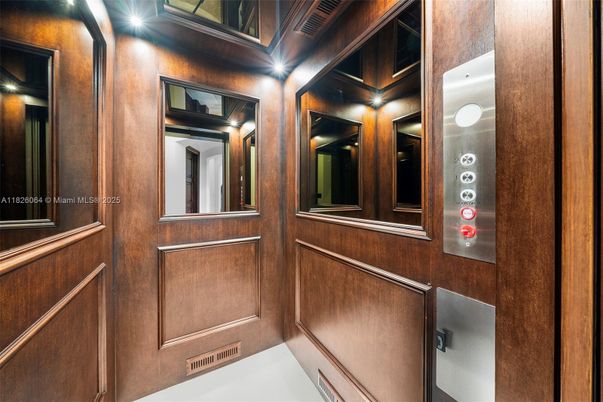 Elevator, Interior, Wooden Walls
