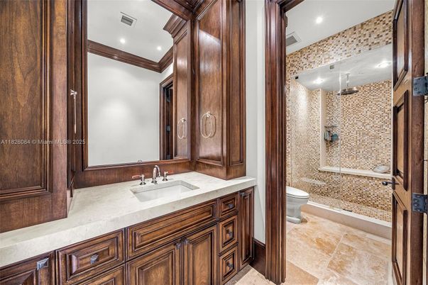 Bathroom, Glass Shower, Interior, Recessed Lighting