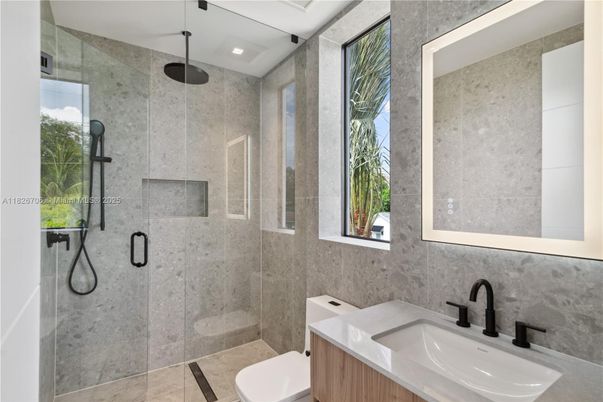 Bathroom, Glass Shower, Interior, Recessed Lighting